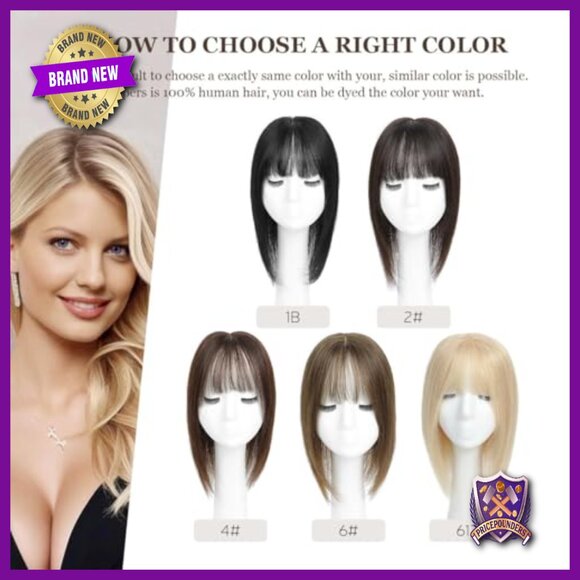 12 Inch Human Hair Topper with Bangs 8x8 Inch Base for Thinning Hair main image 2